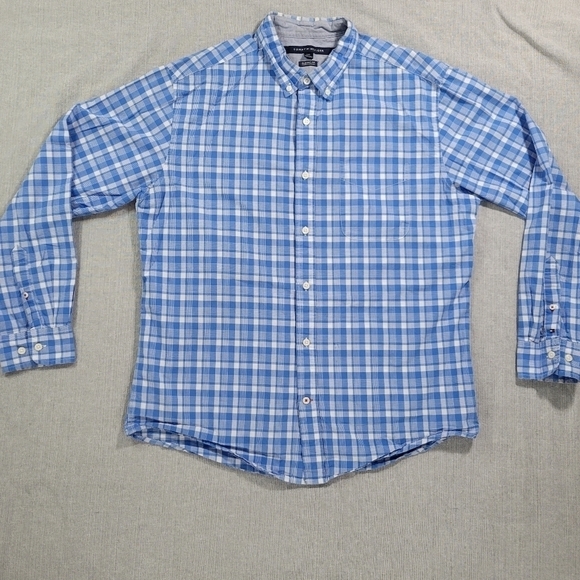 Tommy Hilfiger Mens LG Classic Fit Long Sleeve Casual Button Down EUC Preppy - Picture 1 of 12